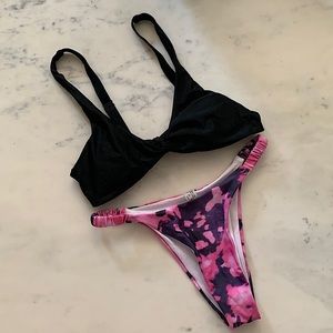 Twisted front Tie Back Top&Tie Dye High Cut Bikini Panty